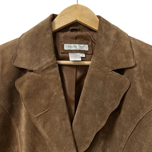 Coldwater Creek Womens Leather Suede Blazer Jacket Size L Brown Western Ranch - Picture 4 of 8